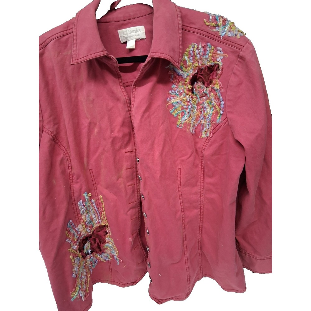 CJ Banks 3XL Jacket with multicolored fringe embroidery